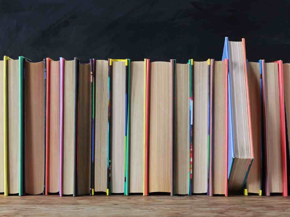 pila di libri uno accanto all'altro